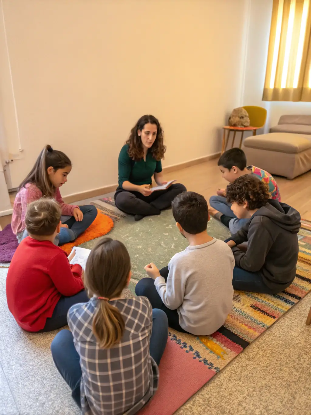 An image depicting a social skills workshop where participants are practicing communication and interaction techniques with guidance from facilitators.